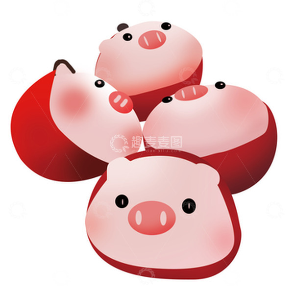 源文件下载【趣麦麦图】红色可爱的小猪元素