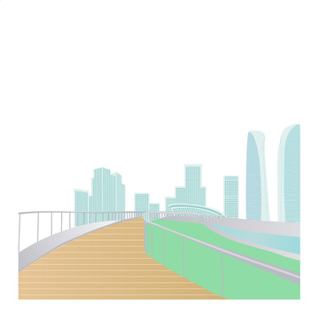 城市建筑高架桥步道