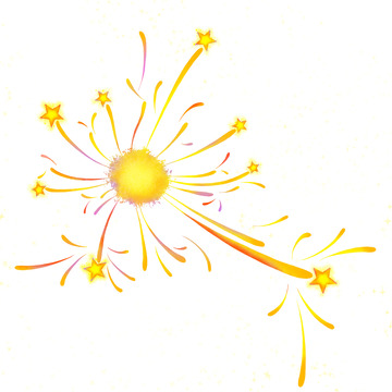 新年绚丽烟花星星元素