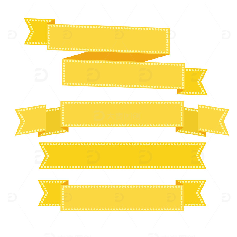 源文件下载【趣麦麦图】金色丝带彩带绶带飘带促销颁奖