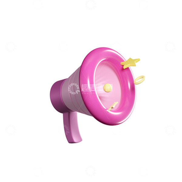 源文件下载【趣麦麦图】粉色清新喇叭星星3D元素