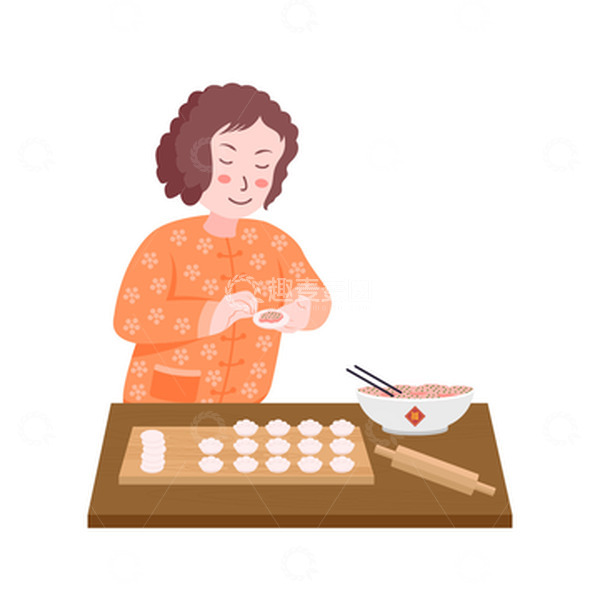 源文件下载【趣麦麦图】冬至过年包饺子元素