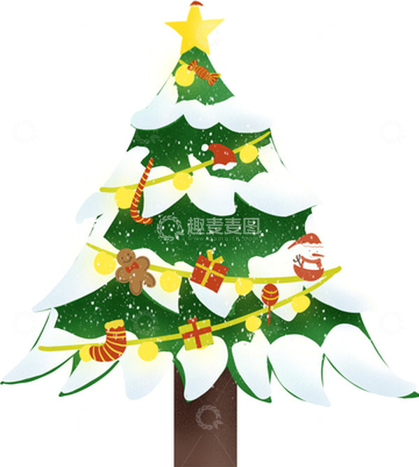 源文件下载【趣麦麦图】绿色温馨圣诞树圣诞节手绘图