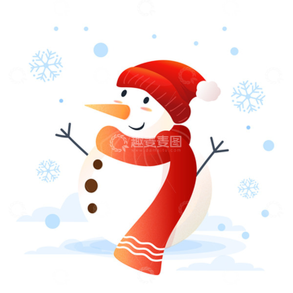 源文件下载【趣麦麦图】-卡通可爱冬季堆雪人装饰插画矢量图