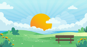 小清新风景草坪蓝天白云户外装饰背景