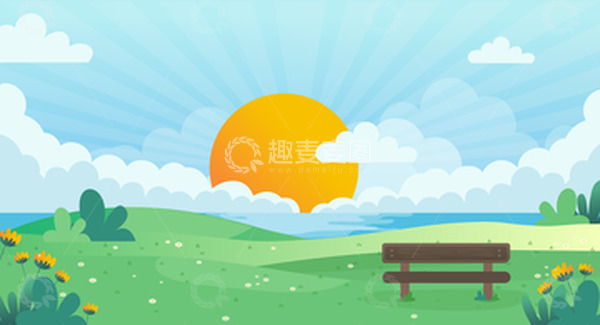 源文件下载【趣麦麦图】小清新风景草坪蓝天白云户外装饰背景
