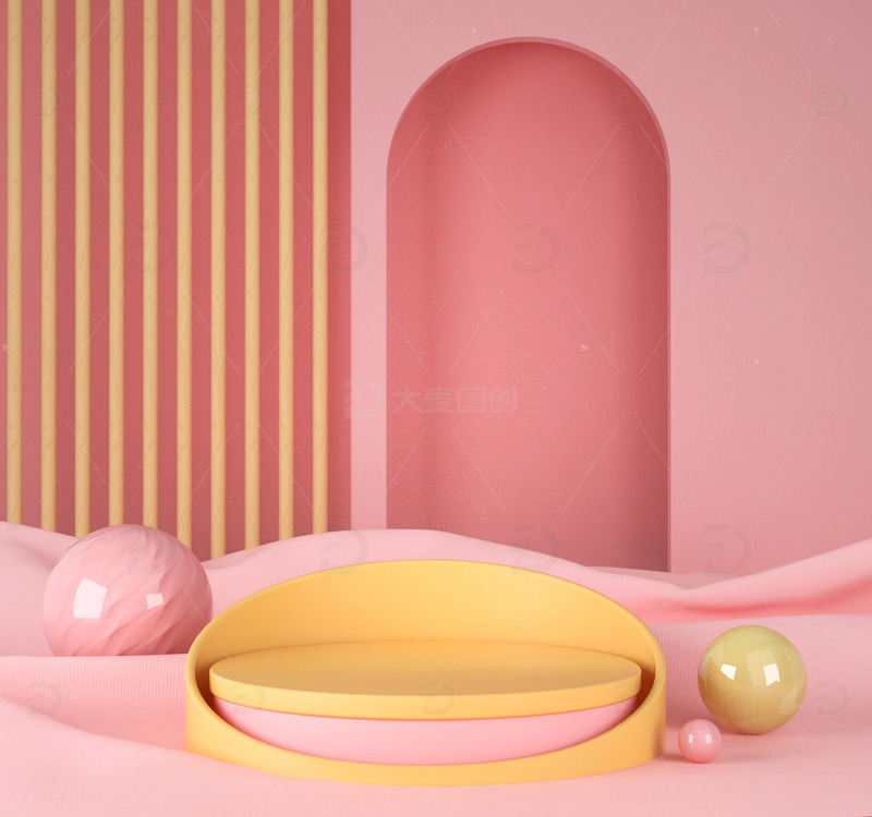 源文件下载【趣麦麦图】日常简约C4D展台电商海报背景