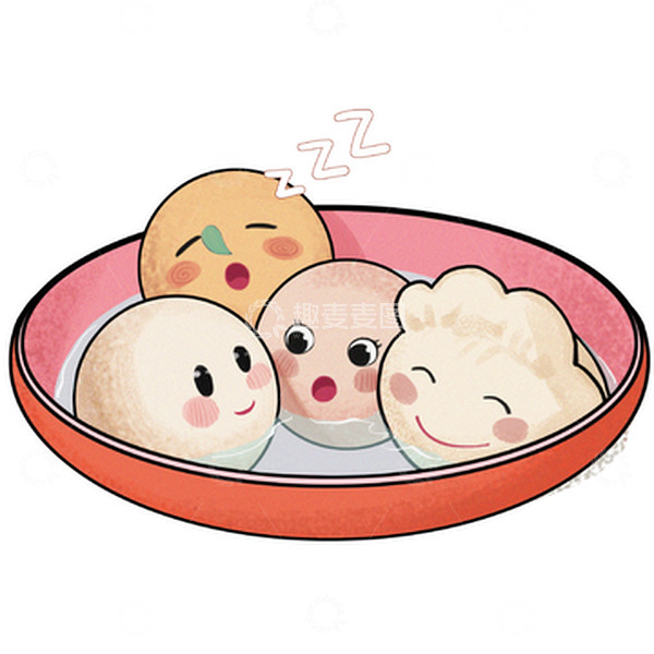 源文件下载【趣麦麦图】冬至饺子汤圆可爱插画
