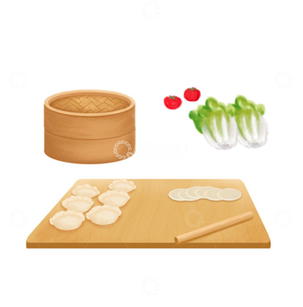 源文件下载【趣麦麦图】冬至春节过年包饺子手绘元素
