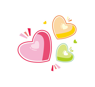 彩色小清新简约风格心型漂浮元素