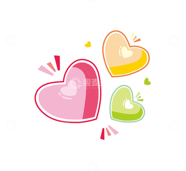 源文件下载【趣麦麦图】彩色小清新简约风格心型漂浮元素