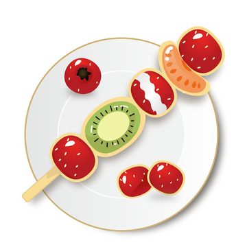 红色手绘糖葫芦元旦元素