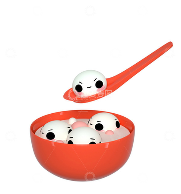 源文件下载【趣麦麦图】红色3D冬至立体可爱汤圆