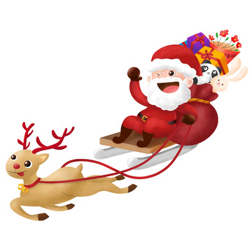 滑雪橇送圣诞礼物的圣诞老人