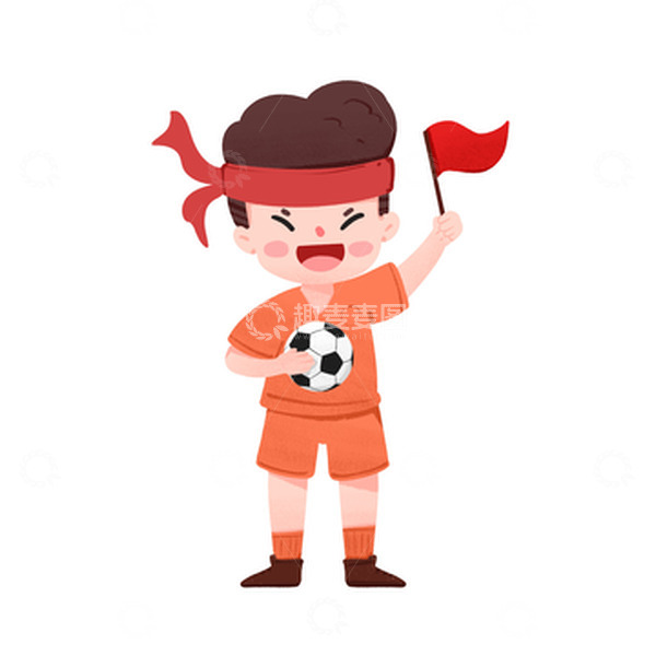 源文件下载【趣麦麦图】足球比赛足球球迷应援男孩