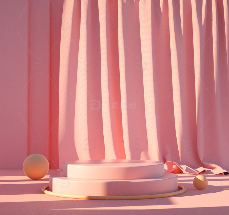 粉色日常电商C4D展台海报背景