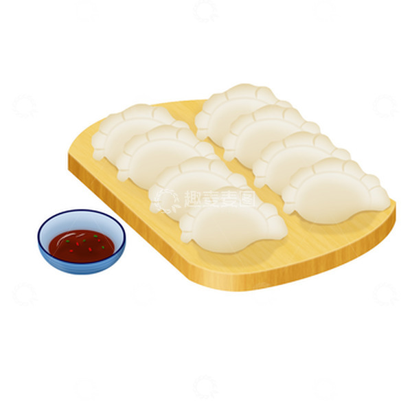 源文件下载【趣麦麦图】饺子手绘冬至吃饺子调料碗一碟饺子