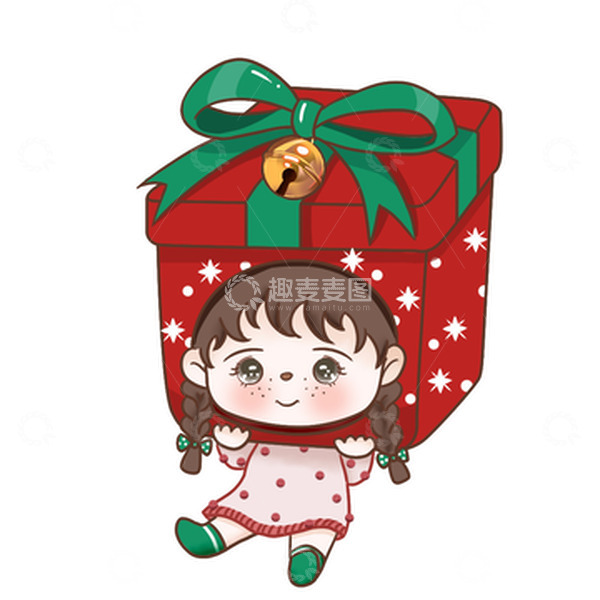 源文件下载【趣麦麦图】红色绿色卡通可爱麋鹿妆女孩圣诞精品手绘图