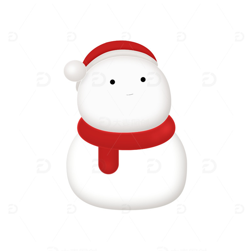 白色小清新可爱雪人插画圣诞节冬天元素