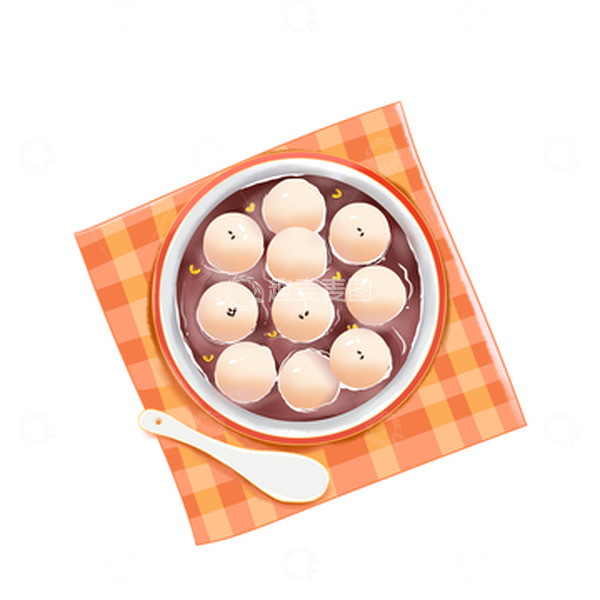 源文件下载【趣麦麦图】冬至汤圆汤匙桌布俯视桂花汤圆素材