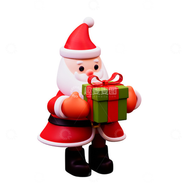 源文件下载【趣麦麦图】3D卡通抱着礼物盒子的圣诞老人圣诞节