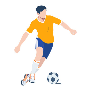 世界杯足球比赛运动员踢足球插画