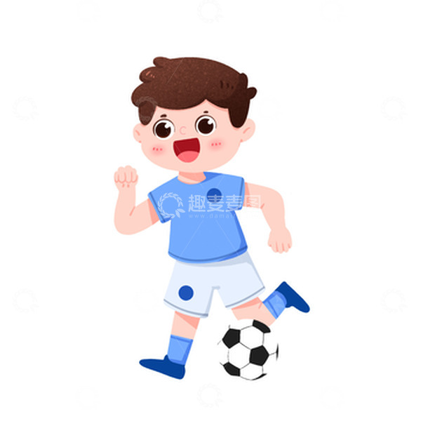 源文件下载【趣麦麦图】蓝衣服运动员带球突破免抠元素