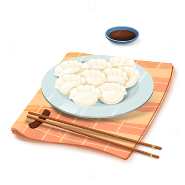 源文件下载【趣麦麦图】-新年冬至饺子食物手绘卡通元素