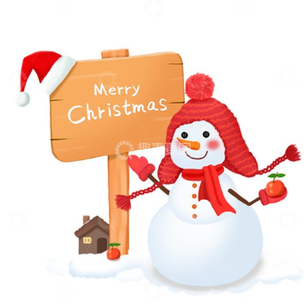源文件下载【趣麦麦图】聖誕雪人告示牌平安蘋果聖誕帽