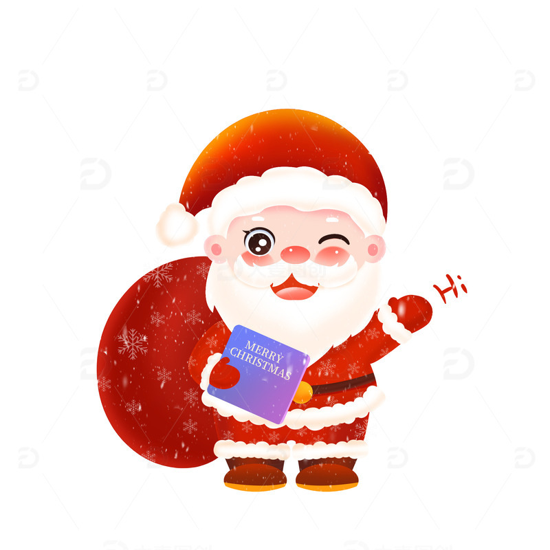 圣诞节平安夜送礼物的圣诞老人