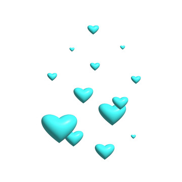 蓝色可爱爱心3D漂浮元素