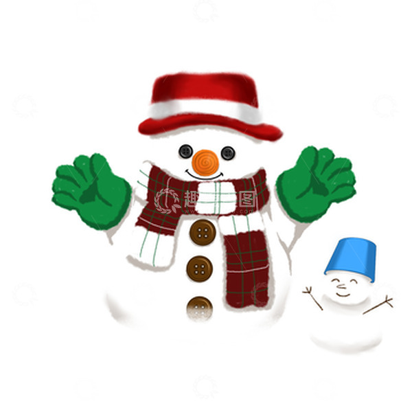 源文件下载【趣麦麦图】圣诞风戴围巾帽子可爱雪人手绘图