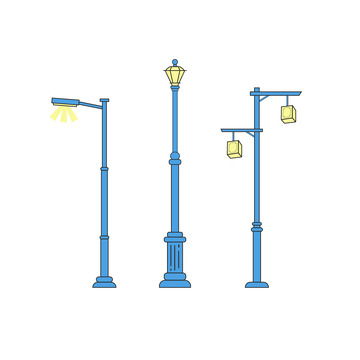 夜晚室外城市路灯