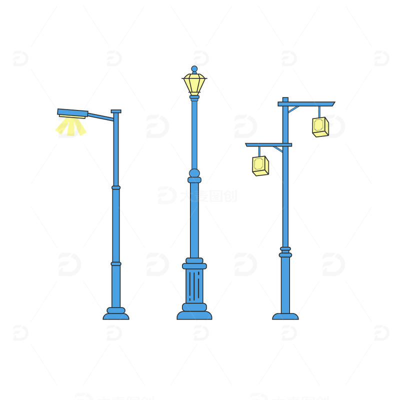 源文件下载【趣麦麦图】-夜晚室外城市路灯