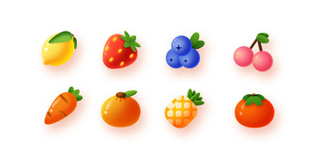 微仿真轻立体彩色水果图标元素