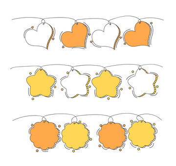 清新卡通线条对话框边框文本星星元素