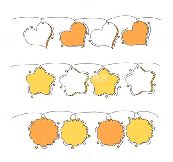 源文件下载【趣麦麦图】清新卡通线条对话框边框文本星星元素