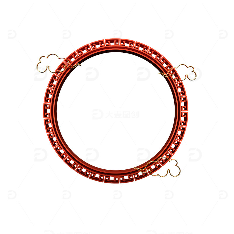 源文件下载【趣麦麦图】红色3D立体风格中式窗棂古风窗框元素