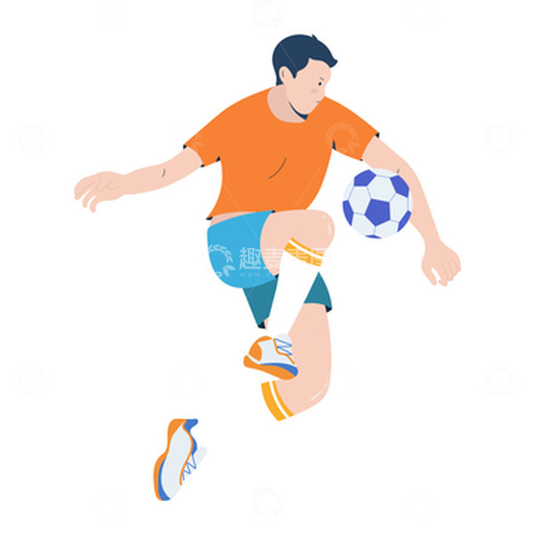 源文件下载【趣麦麦图】-世界杯足球赛踢足球运动员人物插画