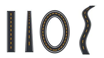 马路高速公路线路交通环形道路卡通扁平元素