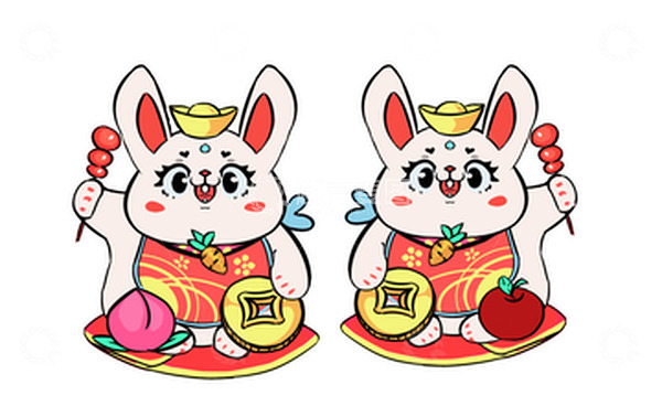 源文件下载【趣麦麦图】兔子 元旦 手绘 元素
