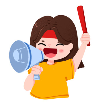 手绘女孩世界杯为球队加油元素