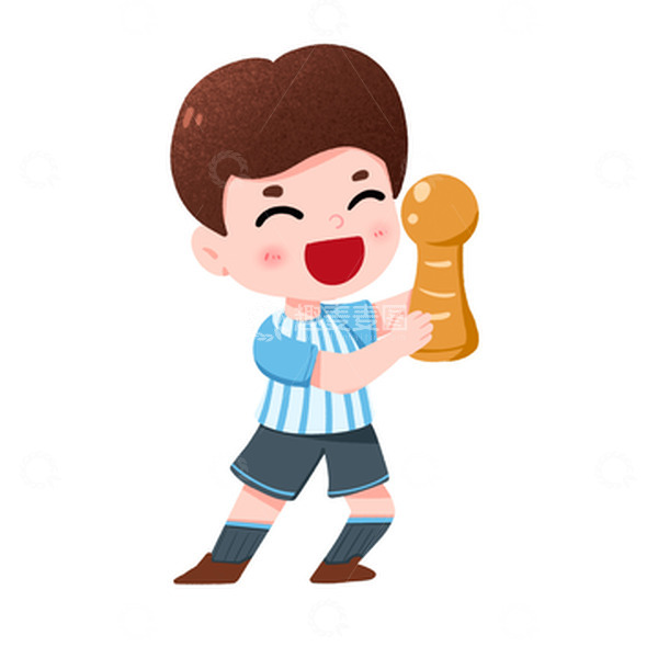 源文件下载【趣麦麦图】手绘运动员夺得奖杯免抠元素