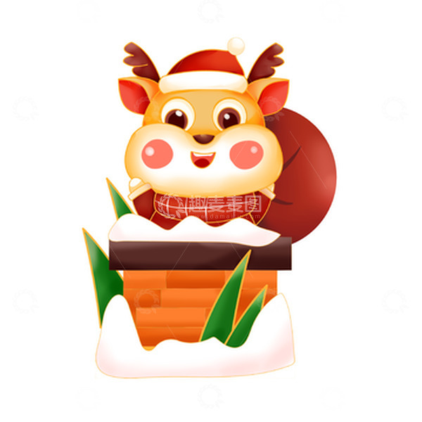 源文件下载【趣麦麦图】手绘圣诞节麋鹿烟囱卡通形象IP元素