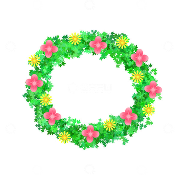 源文件下载【趣麦麦图】绿色小清新可爱花环