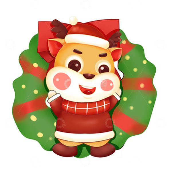 源文件下载【趣麦麦图】手绘圣诞节小鹿卡通形象IP元素