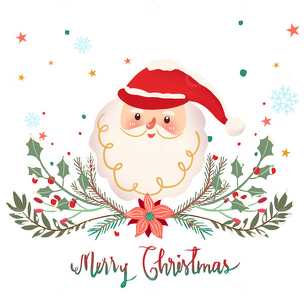 源文件下载【趣麦麦图】-卡通可爱圣诞老人花环标题圣诞精品手绘元素