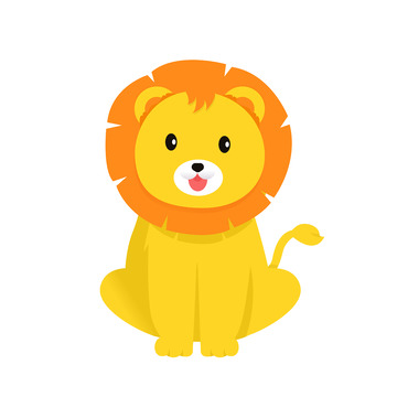 黄色小狮子卡通手绘图