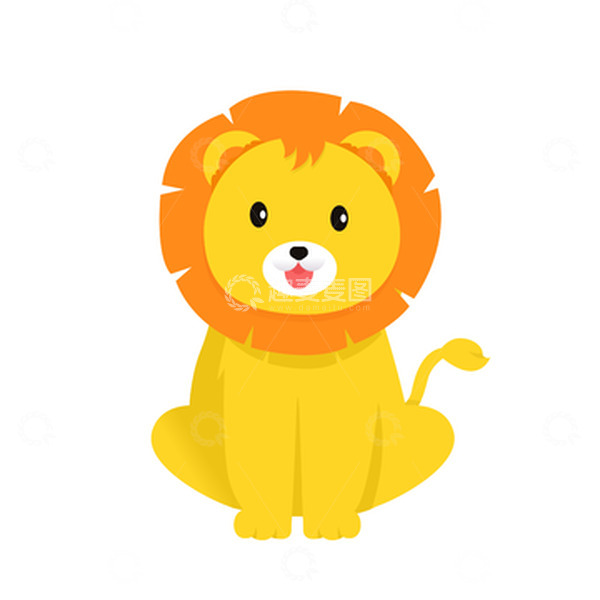 源文件下载【趣麦麦图】黄色小狮子卡通手绘图
