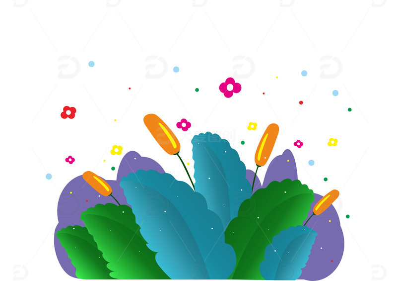 小清新冷色系花草树叶点缀图